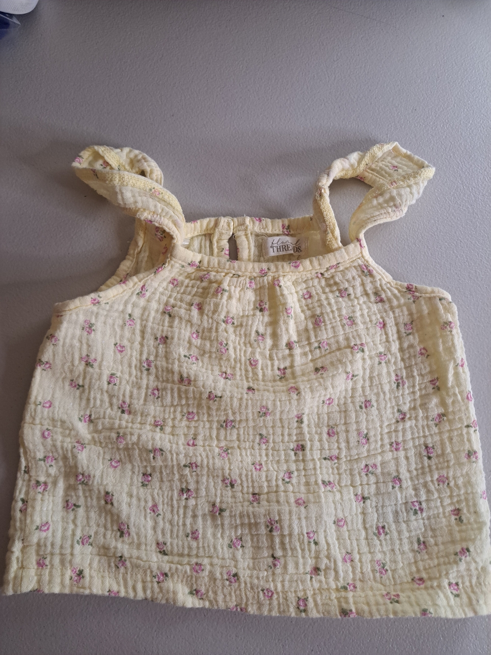 Floral Threads  Yellow Floral Ruffle-Strap Tank & skirt Set